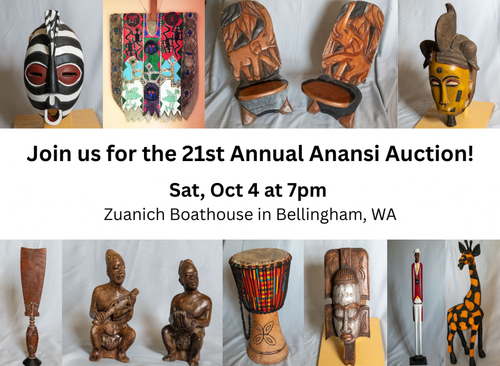 Join us for the 21st Annual Anansi Auction! Sat, Oct 4 at 7pm