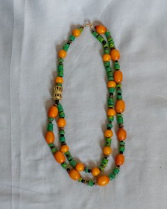 Amber and Green Double Strand Necklace
